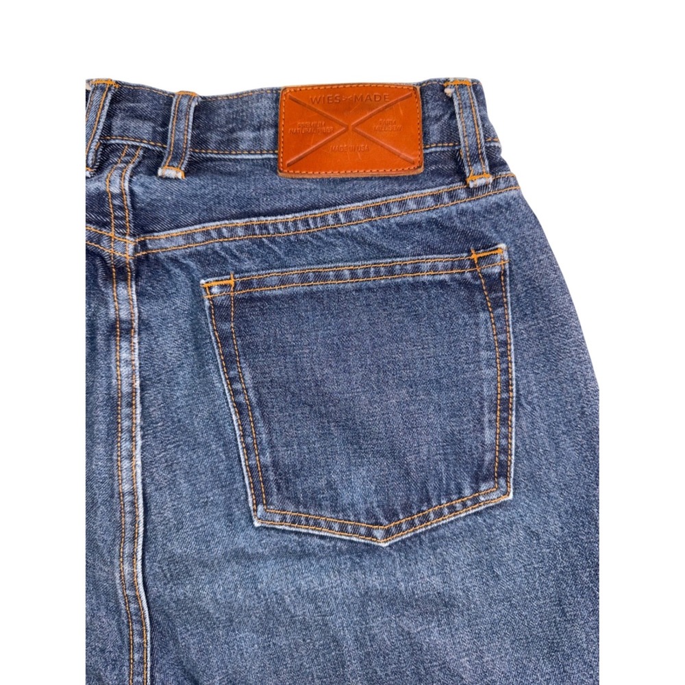 Wies-Made Mens Medium Wash Straight Leg Denim Jeans Made in USA Button Fly 29x30